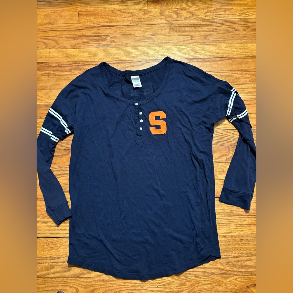 PINK Victoria's Secret Navy and Orange Long Sleeve Top